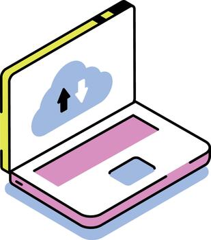 un isométrica estilo icono representando nube informática vector