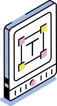 An isometric style icon showing editing text vector