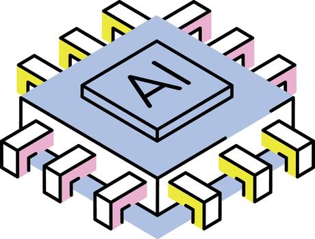 un isométrica estilo icono representando ai chip vector