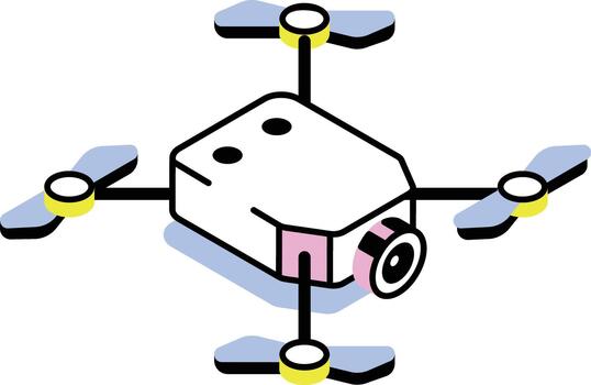 An isometric style icon representing drone camera vector