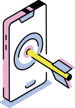 An isometric style icon showing target audience vector