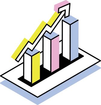 An isometric style icon representing growth chart vector