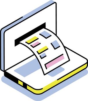 An isometric style icon showing invoice vector