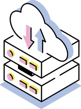 un isométrica estilo icono demostración nube servidor vector