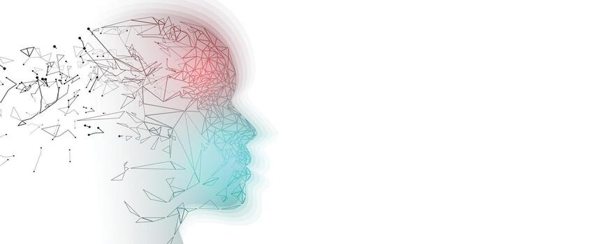 a person's head is surrounded by a network of lines vector