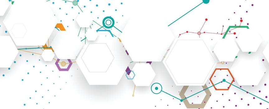 a white background with many different colored hexagons vector