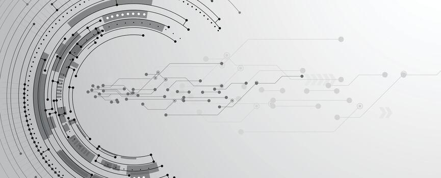 grey technology background with circles and lines vector