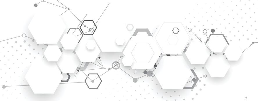 abstract white background with hexagons and lines vector