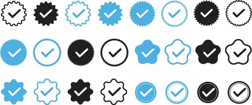 A set of different icons for check mark vector