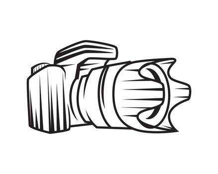 Photography and DSLR Camera visualized with Outline Style vector