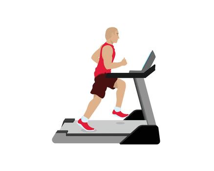 A Man Doing Exercise with Treadmill vector