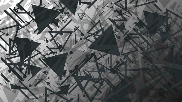 Abstract Monochrome Geometric Background with Chaotic Triangle Pattern vector