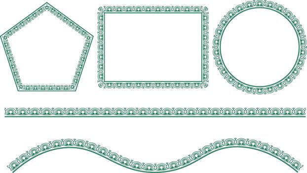 A collection of beautifully crafted green ornamental frames and borders, perfect for enhancing various design projects with a touch of classic elegance. vector