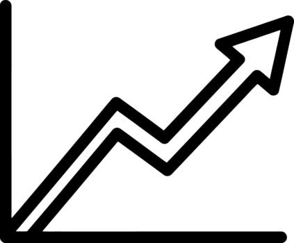 línea icono de un creciente grafico con un hacia arriba flecha, simbolizando crecimiento, éxito, y financiero Progreso para negocio datos análisis vector