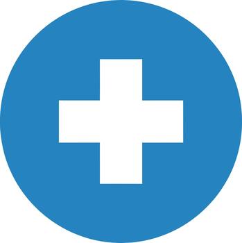 Simple White Plus Sign on a Blue Round Background for design projects vector