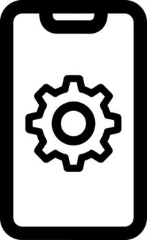 Mobile Settings Gear Icon on Smartphone Screen for Configuration and Functionality vector