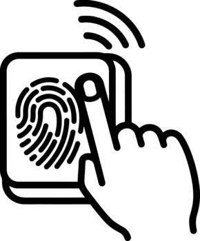 Fingerprint Scanner Authentication Technology Icon for Security and Access Control vector