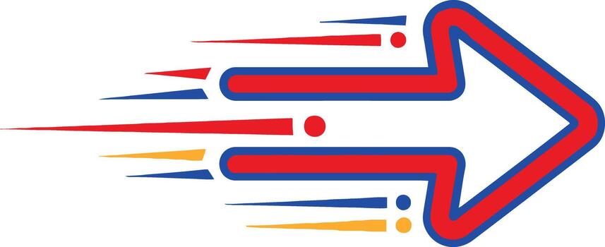 Dynamic Arrow Symbolizing Speed and Direction with Motion Trails. vector