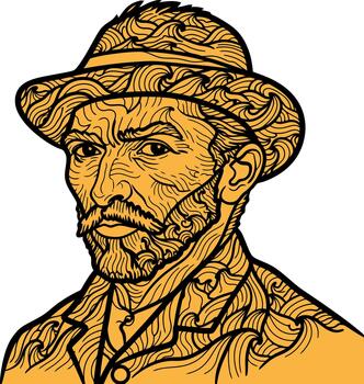 Artistic Rendition of Van Gogh A Captivating Portrait with Intricate Details and Unique Style vector