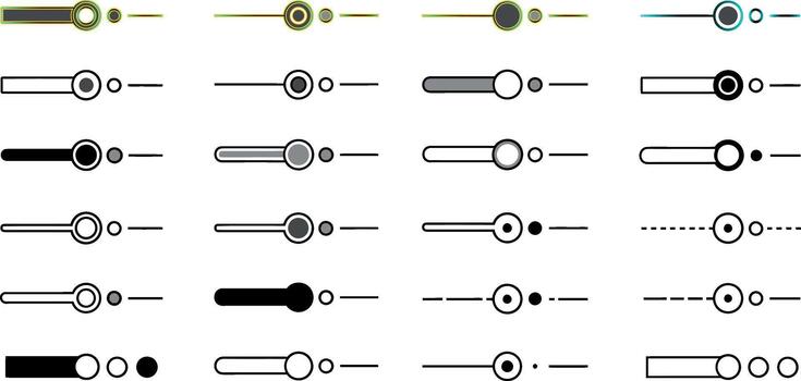 Set of modern interface sliders and progress bars icons, suitable for app or web design vector