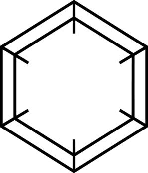 Geometric hexagon outline creating an optical illusion of a 3D cube, a minimalist icon design asset for technology or science vector