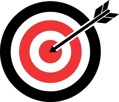 A bullseye target with an arrow hitting the center, symbolizing success and precision vector