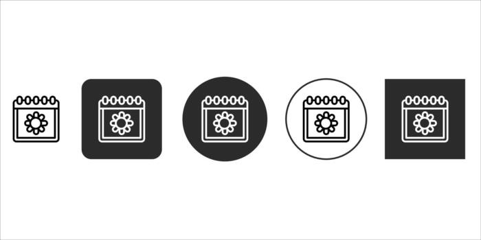 Calendar with gear icon set, representing schedule management, event planning, and time configuration, available in various modern styles for digital interface design vector