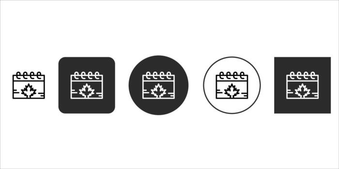 Calendar with a maple leaf icon representing canadian events, holidays, or national dates, suitable for web, app, and print designs, available in various styles and backgrounds vector