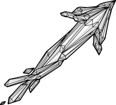 Geometric arrow crystal structure pointing upwards with sharp edges and facets. vector