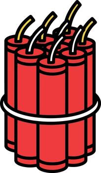Dynamite Sticks Bundle with Fuses Ready for Explosion. vector