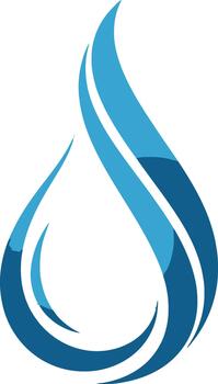 Stylized blue water drop with flowing curves, abstract representation of liquid or fluid vector