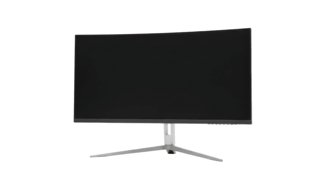 Modern curved monitor displaying a blank screen in a studio setting showcasing technology png