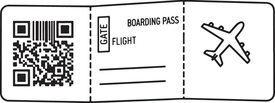 embarque pasar con qr código y avión icono. vector