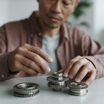 A man is working on a gear photo