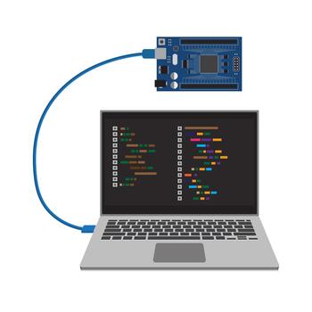 Microcontroller programming electronics sign. isolated symbol on white background. illustration EPS 10 vector