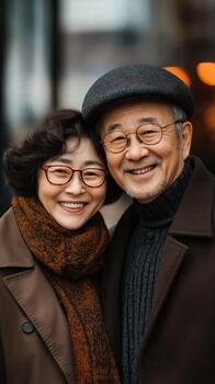 A Joyful Couple Shares Laughter While Embracing the Warmth of Each Other Amidst the Everyday Hustle photo