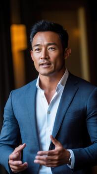 A Professional Presentation Highlighting Finance Insights by an East Asian Man in Hong Kong photo