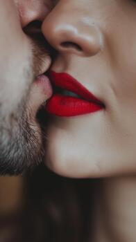 Close Intimate Moment Shared Between Two Lovers Celebrating Valentine's Day, Showcasing Their Connection photo