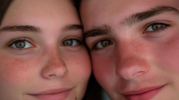 dos personas compartir un alegre momento, demostración amor y afecto en San Valentín día con calentar sonrisas foto