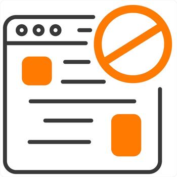 Webpage Prohibited and icon concept in orange line color vector