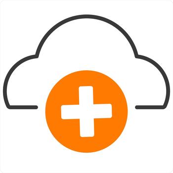 añadir nube y informática icono concepto en naranja línea color vector