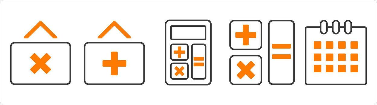 A set of 5 business icon as multiply button, add button vector