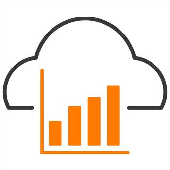 Camera Statistics and privacy icon concept in orange line color vector