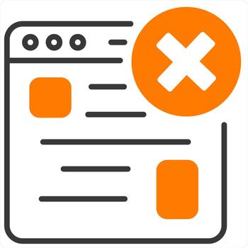 incorrecto página web y icono concepto en naranja línea color vector