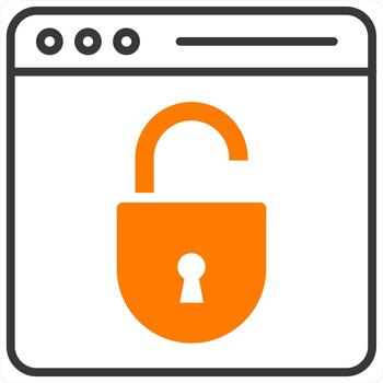 Webpage Security and unlock icon concept in orange line color vector