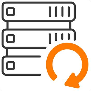 Update Server and refresh icon concept in orange line color vector