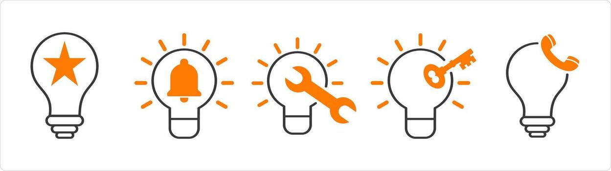 A set of 5 business icons as creative idea, idea notification, fix idea vector