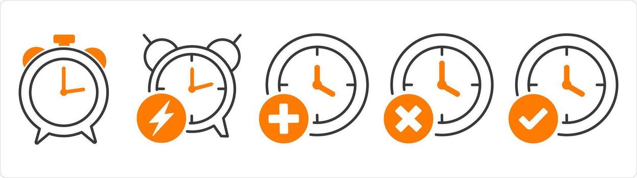 un conjunto de 5 5 negocio íconos como alarma, rápido tiempo, añadir hora vector