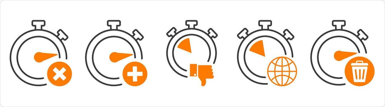 A set of 5 business icons as wrong time, add time, like time vector