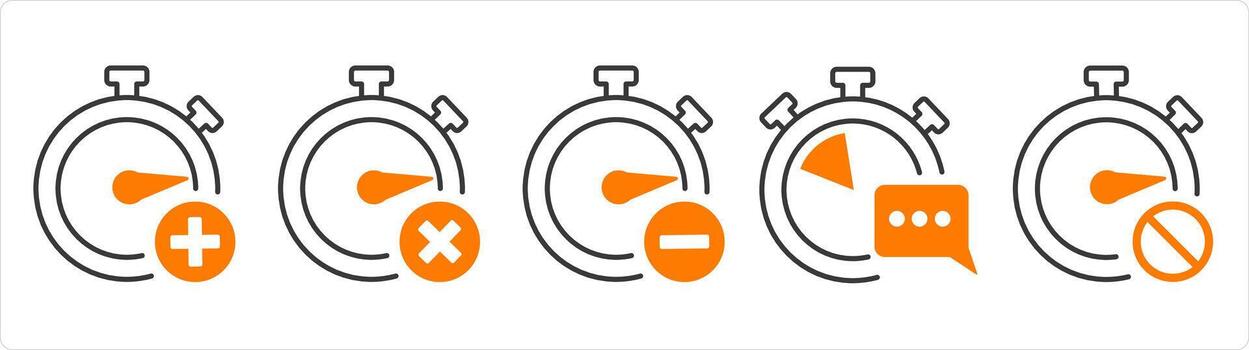 A set of 5 business icons as add time, wrong time, remove time vector